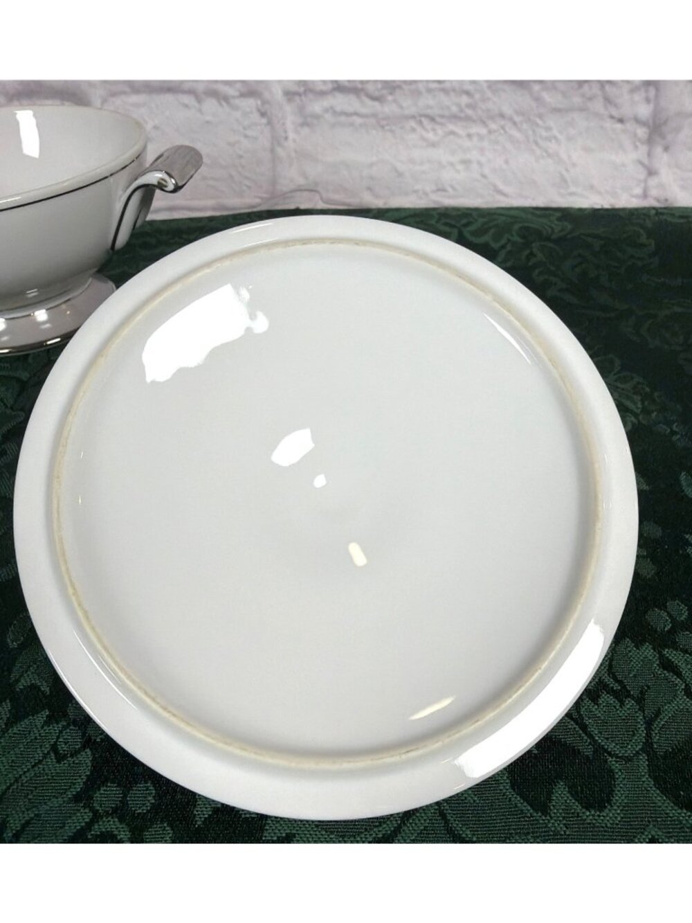 Vintage Sango Platina Sugar Bowl Lid Creamer Set  Japan MCM White Gray Platinum - Picture 10 of 16